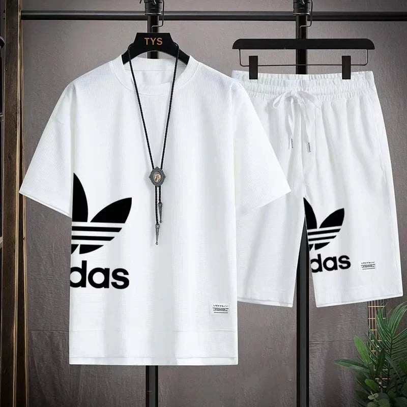 Men's Summer New 2-Piece Set, Loose Sports T-Shirt and Lightweight Casual Shorts