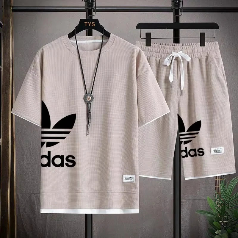 Men's Summer New 2-Piece Set, Loose Sports T-Shirt and Lightweight Casual Shorts