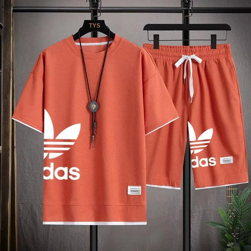 Men's Summer New 2-Piece Set, Loose Sports T-Shirt and Lightweight Casual Shorts