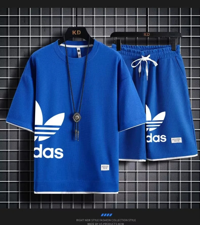 Men's Summer New 2-Piece Set, Loose Sports T-Shirt and Lightweight Casual Shorts
