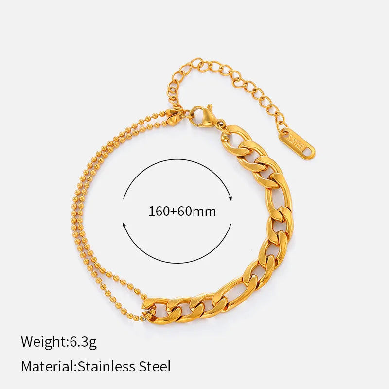 European American High-End Design Double-Layer Stainless Steel for Bracelet for Women Fashion Beaded Four-leaf Clover Steel