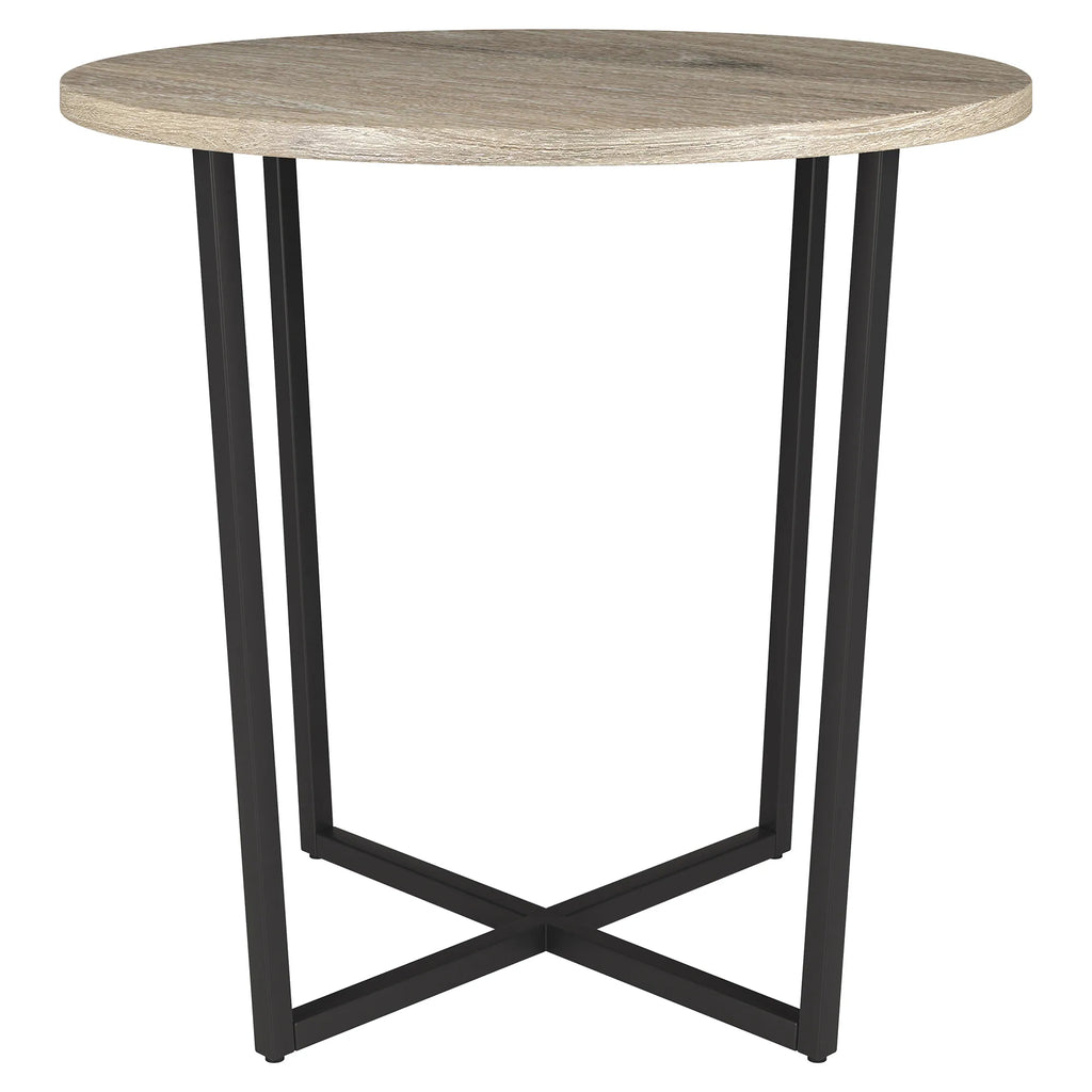 HMS 20\" Black and Gray Wood and Steel Round End Table Furniture Accessory