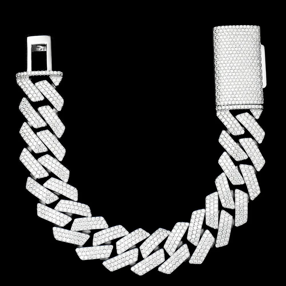 Hip Hop Jewelry Wholesale Price Moissanite Diamond Cuban Link Bracelet Custom Silver Bracelet 925 Sterling for Men