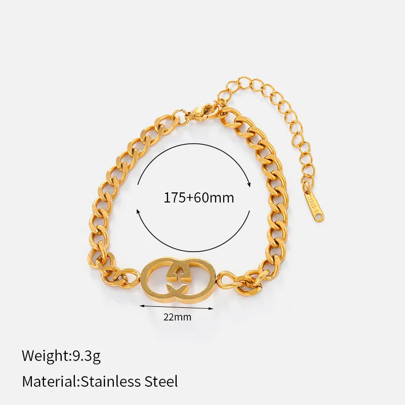 European American High-End Design Double-Layer Stainless Steel for Bracelet for Women Fashion Beaded Four-leaf Clover Steel