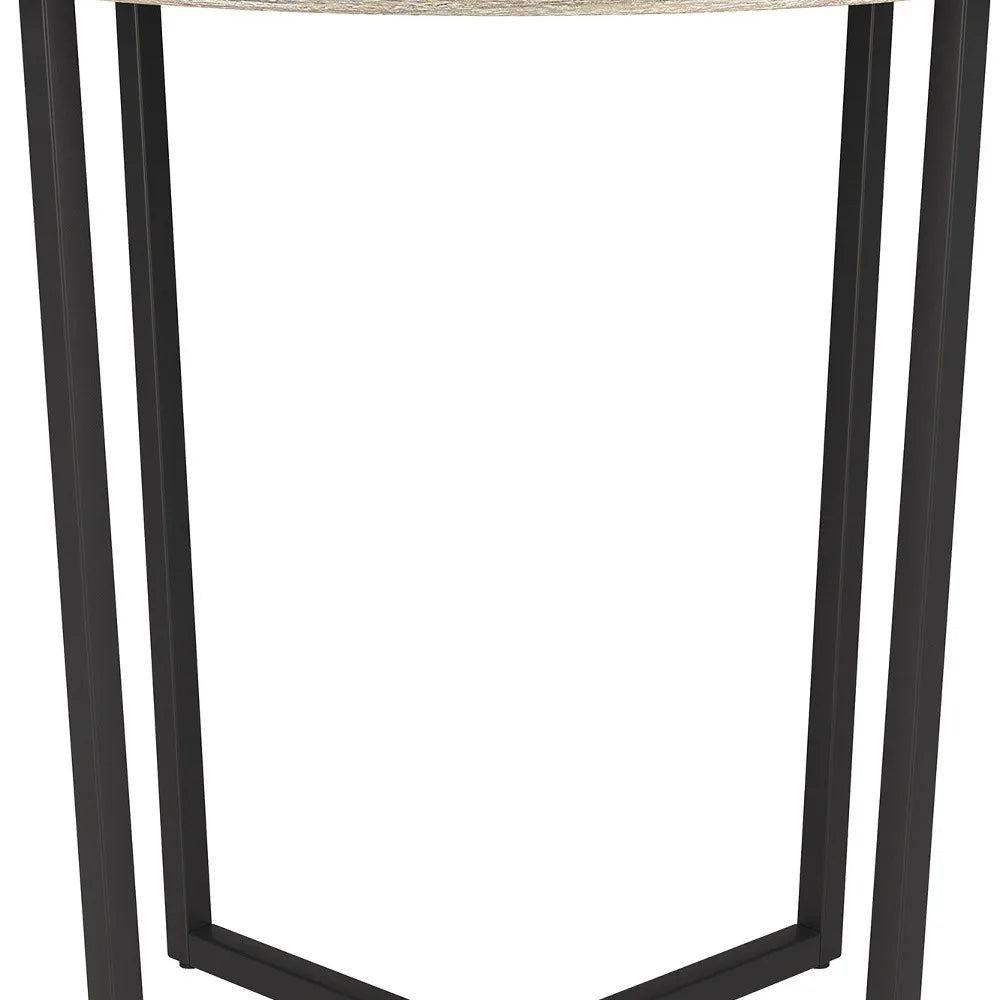 HMS 20\" Black and Gray Wood and Steel Round End Table Furniture Accessory
