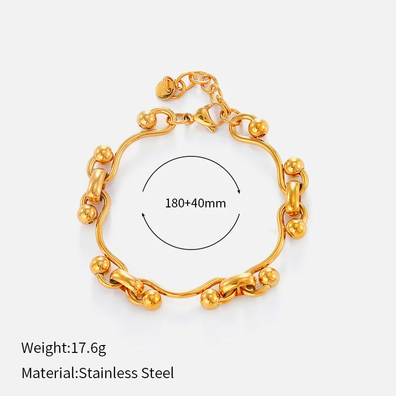 European American High-End Design Double-Layer Stainless Steel for Bracelet for Women Fashion Beaded Four-leaf Clover Steel