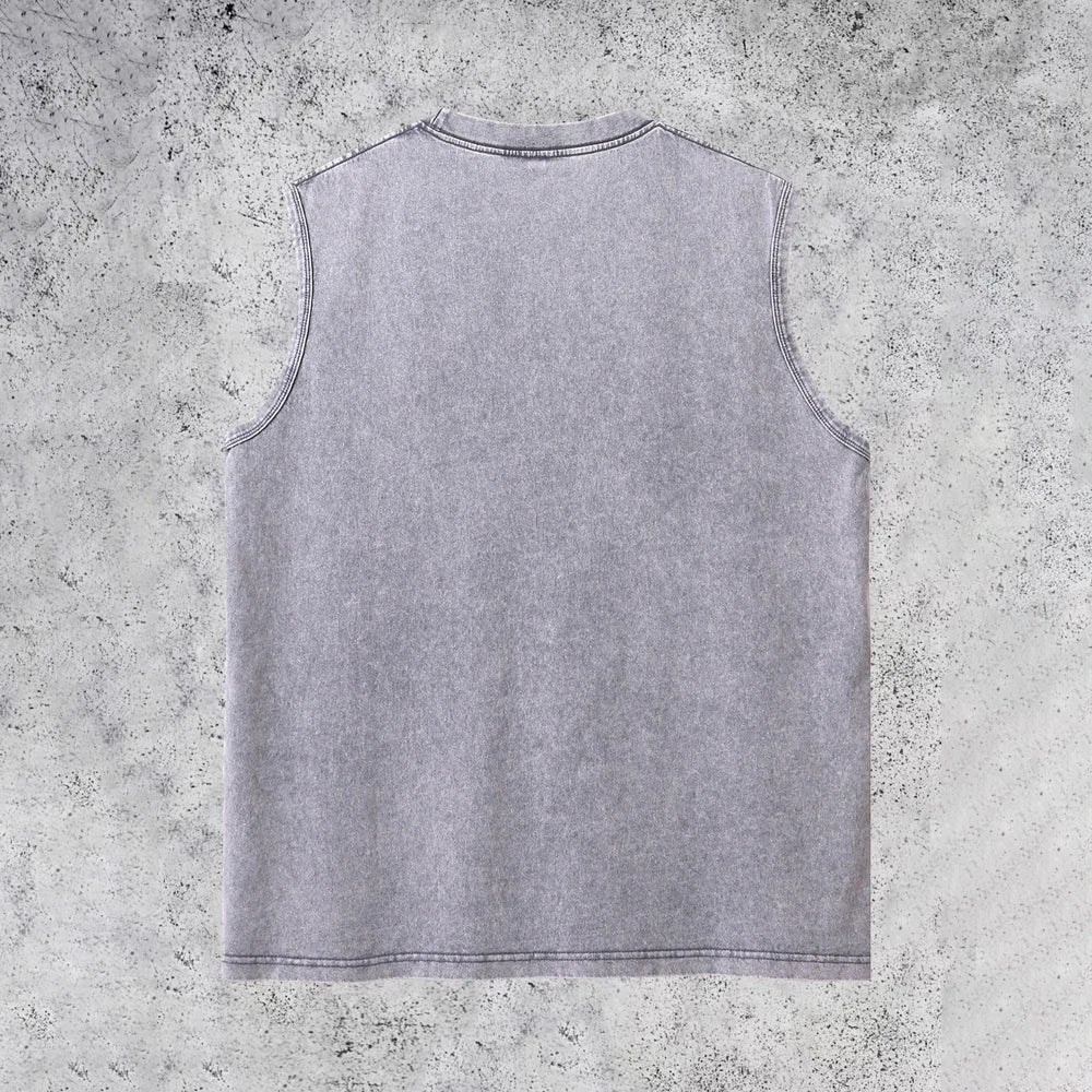 2025 New 240g Washed Distressed Waistcoat Vest for Men Breathable Casual Sleeveless European and American Trendy Brand