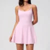 Women's Adjustable Crisscross Back Strap Tennis Dress  Padded High Support Dress with Liner Shorts & Pockets Golf Dress