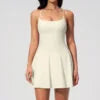 Women's Adjustable Crisscross Back Strap Tennis Dress  Padded High Support Dress with Liner Shorts & Pockets Golf Dress