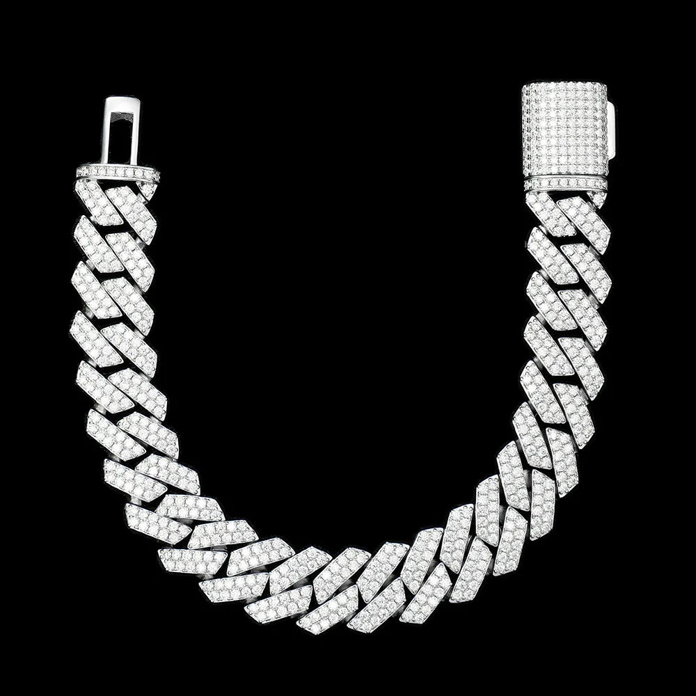 Hip Hop Jewelry Wholesale Price Moissanite Diamond Cuban Link Bracelet Custom Silver Bracelet 925 Sterling for Men