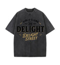 Oversized Washed Retro Delight Street Girls Club Retro Text Print Streetwear T Shirt USA Stock Wholesale Y2K Men Hip Hop Casual