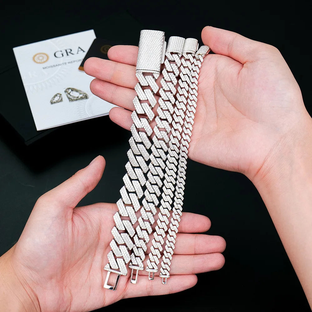 Hip Hop Jewelry Wholesale Price Moissanite Diamond Cuban Link Bracelet Custom Silver Bracelet 925 Sterling for Men