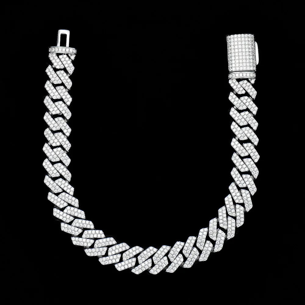 Hip Hop Jewelry Wholesale Price Moissanite Diamond Cuban Link Bracelet Custom Silver Bracelet 925 Sterling for Men