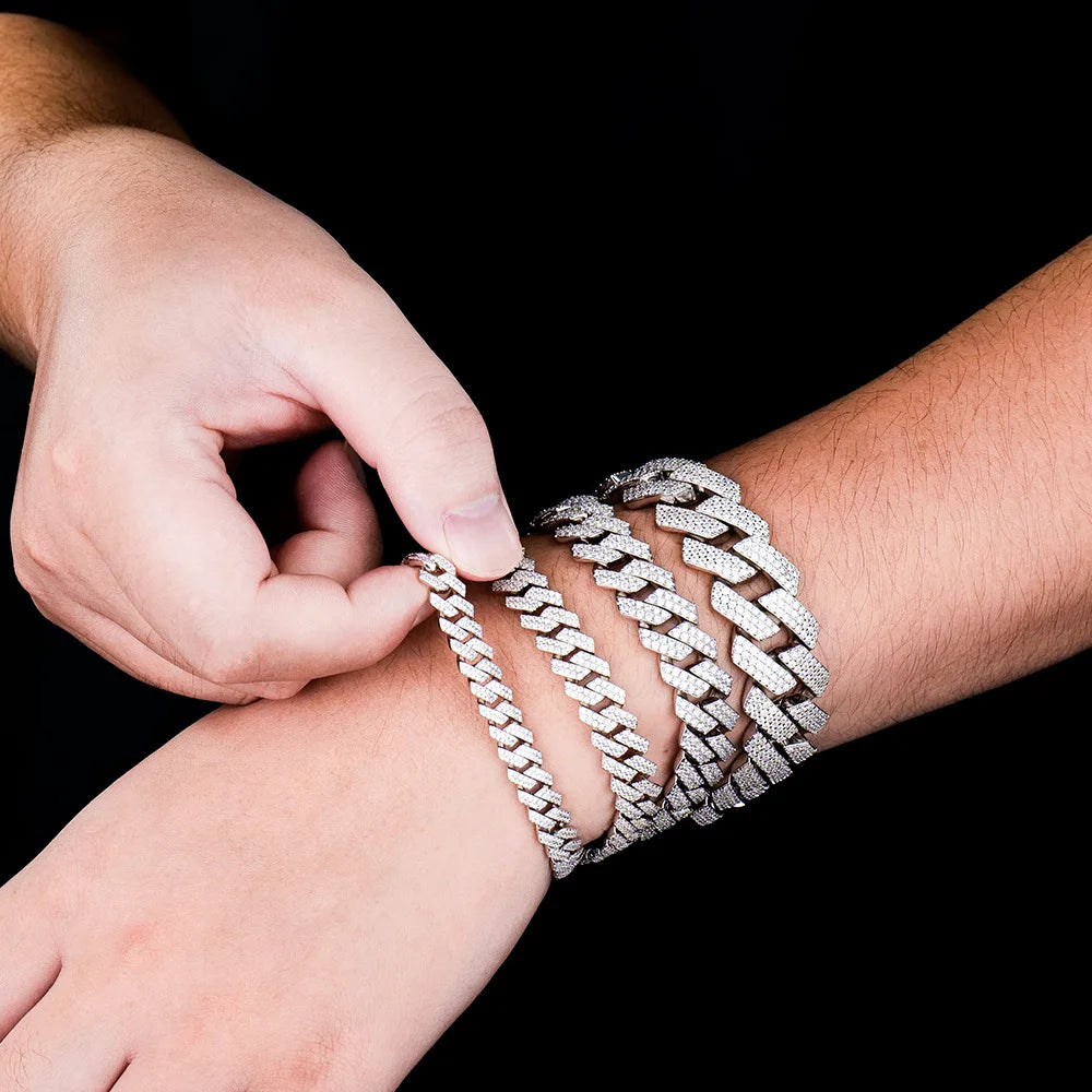 Hip Hop Jewelry Wholesale Price Moissanite Diamond Cuban Link Bracelet Custom Silver Bracelet 925 Sterling for Men
