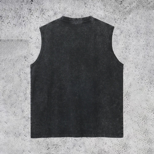 2025 New 240g Washed Distressed Waistcoat Vest for Men Breathable Casual Sleeveless European and American Trendy Brand