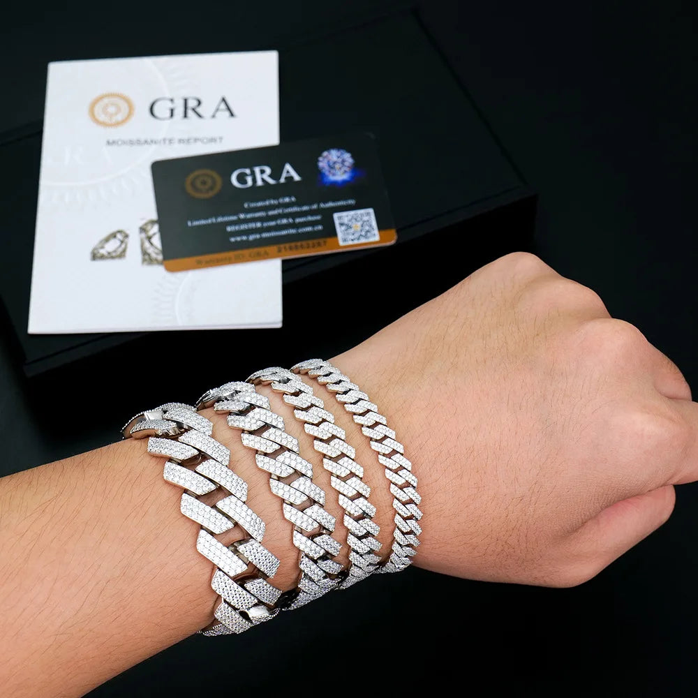 Hip Hop Jewelry Wholesale Price Moissanite Diamond Cuban Link Bracelet Custom Silver Bracelet 925 Sterling for Men