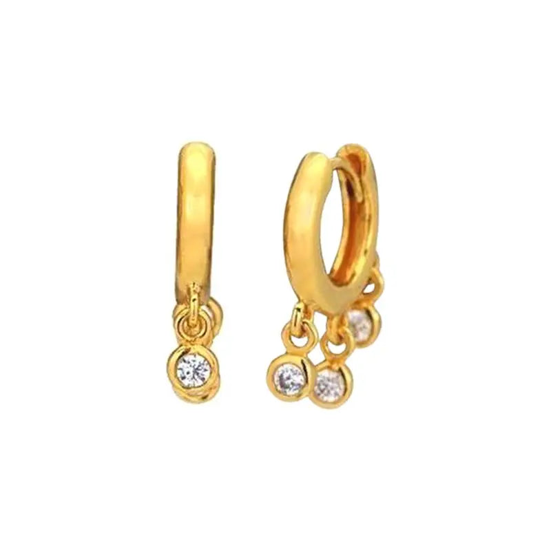 925 Sterling Silver Needle Shiny Round Zircon Pendant Hoop Earrings Exquisite Long Chain Stud Earrings Women's Fashion Jewelry