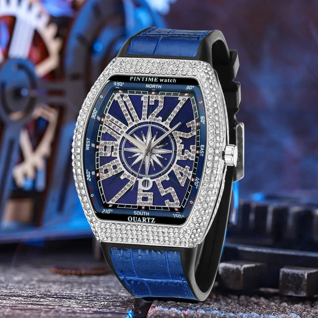 Fashion Mens Watches Men Wristwatches Automatic Quartz Man Clock Male Luxury Reloj Diamond Big Large Arabic Numeral Dial Watch