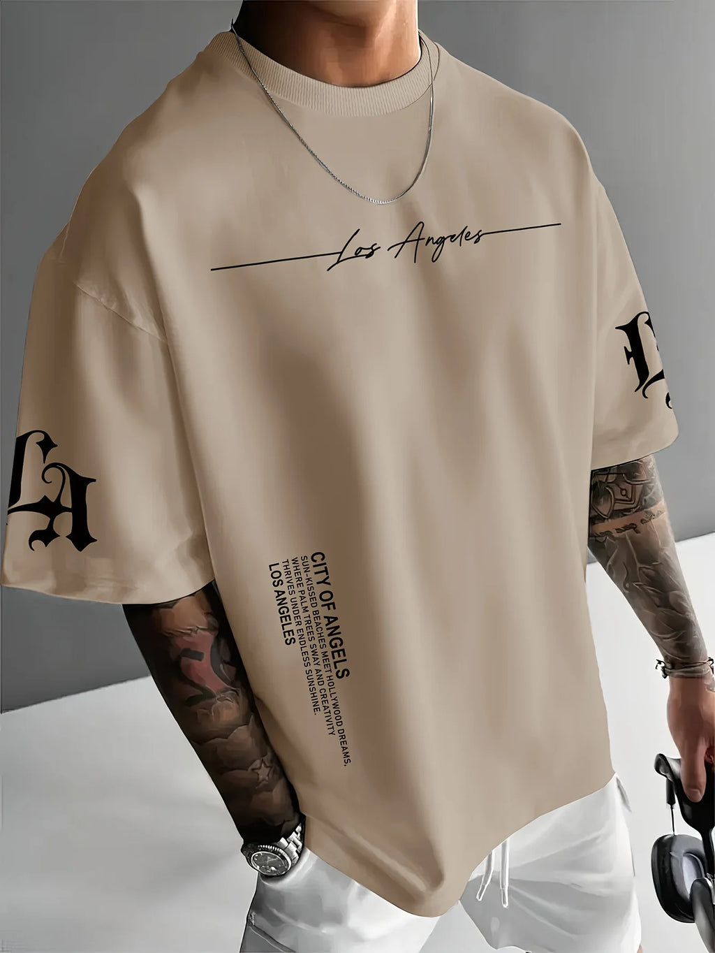 2026 Summer Men's T-shirt with Letter Print Breathable Lightweight Casual Fashionable Outdoor Men's T-shirt