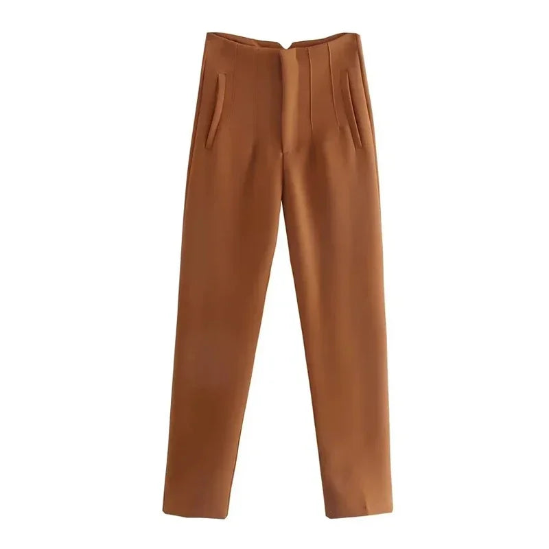 HXAO Fashion Office Wear High waist Pants for Women Formal Pants Office outfits Pencil Trousers Black Pink White Ladies Pants
