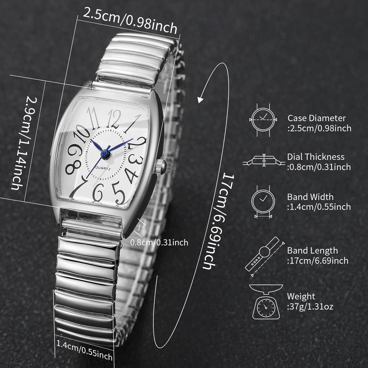 Fashion Women Arabic Numeral Dial Wristwatches Casual Alloy Elastic Strap Quartz Watch For Ladies Clock Reloj Muje (Without Box)