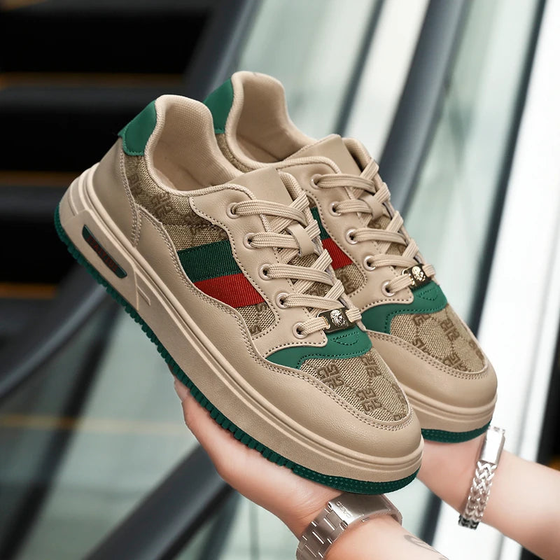 Couple Shoes Spring and Summer 2024 Luxury Appearance Design Men's Tide Shoes Leather Sports Casual Breathable Board Shoes
