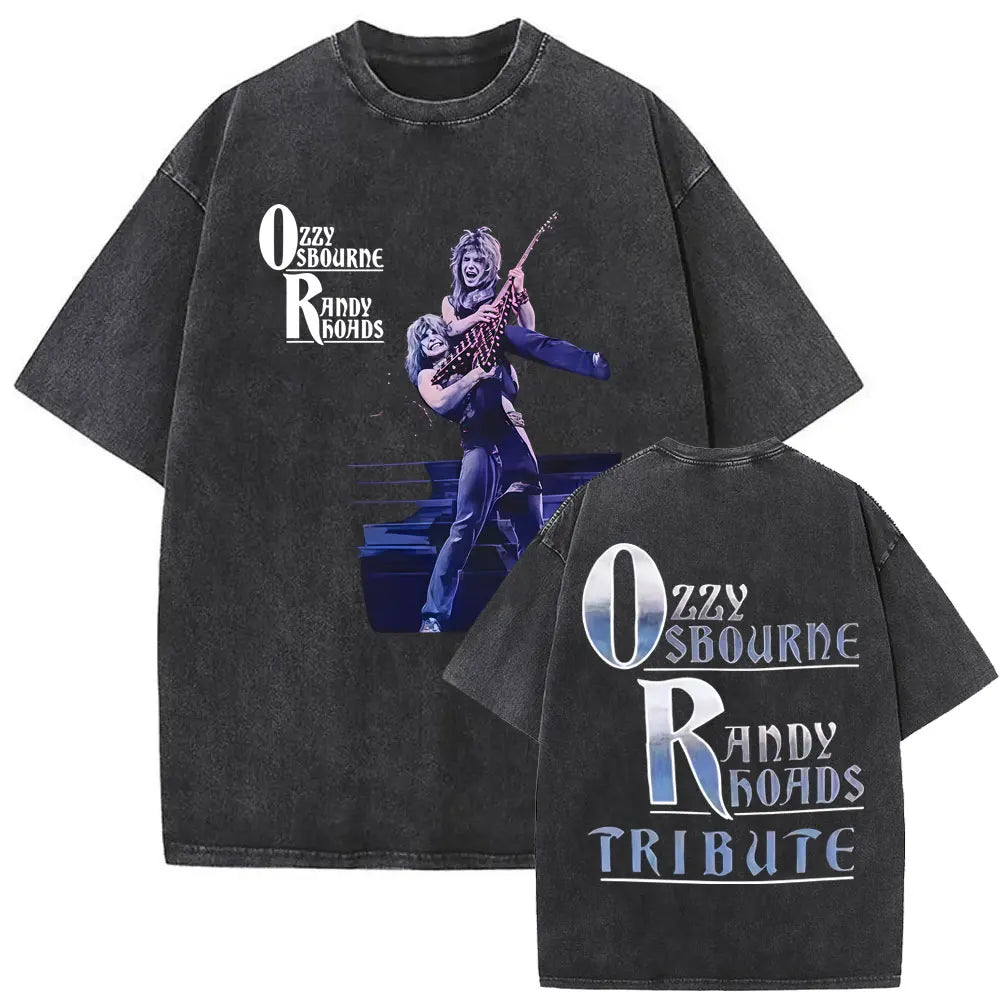Short Sleeved Round Neck Y2k Tshirt Men Clothing New in Top & Tees Mens T-Shirt Heavy Metal Rock Band Black Sabbath Tour Washed