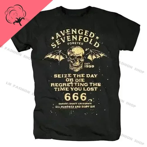 Avenged Sevenfold Metal Rock Graphic Print Short Sleeve 100%Cotton Tees Hip Hop Fashion Shirts Plus Size T Shirt for Men Tops