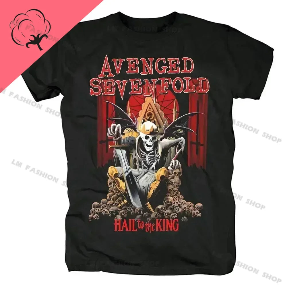 Avenged Sevenfold Metal Rock Graphic Print Short Sleeve 100%Cotton Tees Hip Hop Fashion Shirts Plus Size T Shirt for Men Tops