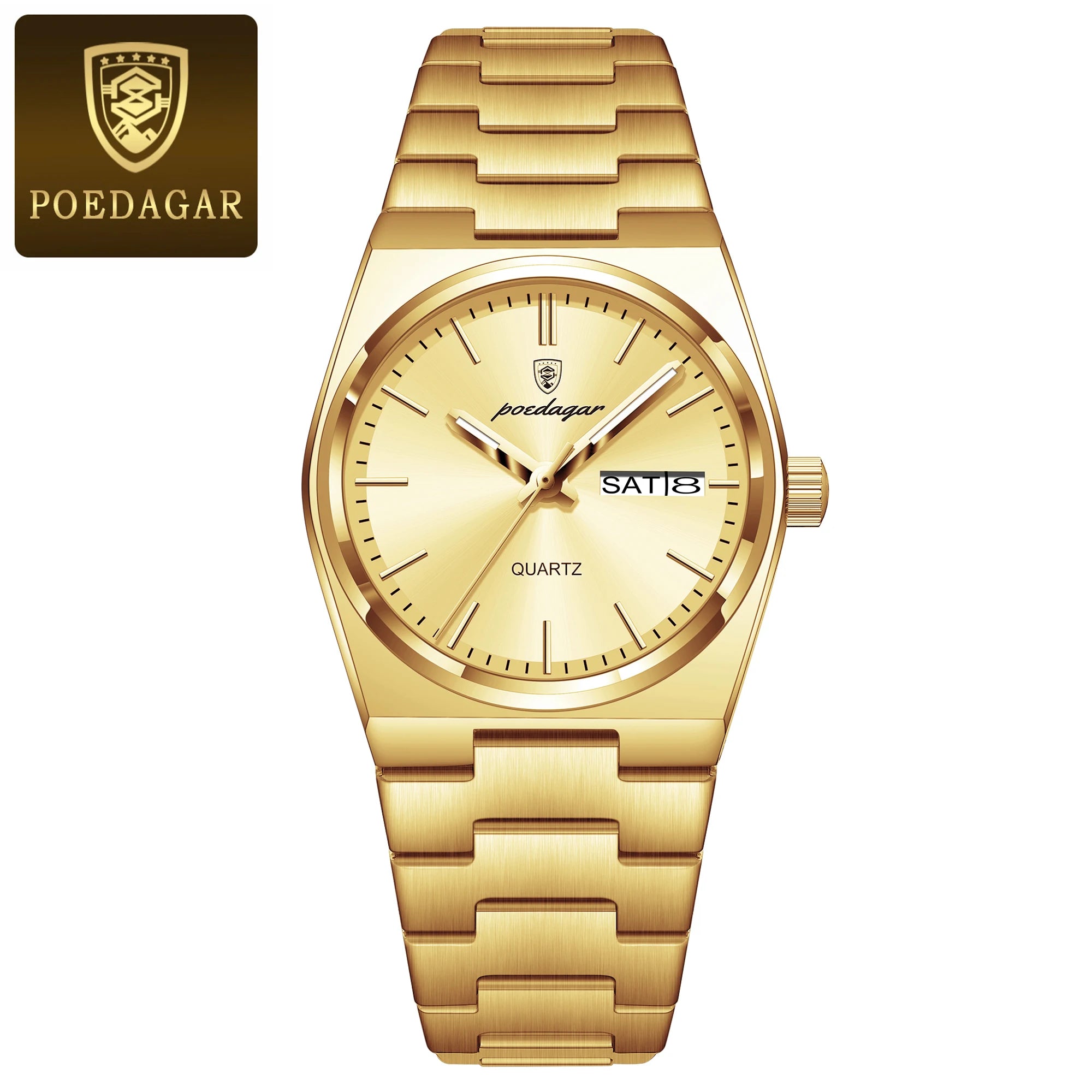 POEDAGAR Luxury Woman Watch Waterproof Luminous Fashion Quartz Ladies Wristwatch Date Week Stainless Steel Women's Watches Reloj