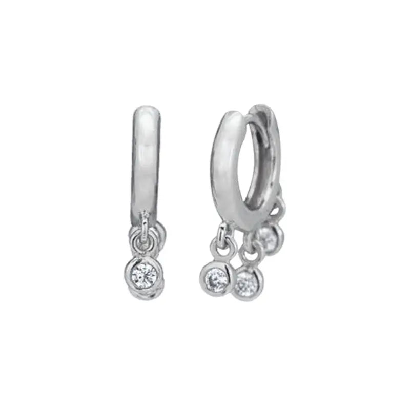 925 Sterling Silver Needle Shiny Round Zircon Pendant Hoop Earrings Exquisite Long Chain Stud Earrings Women's Fashion Jewelry