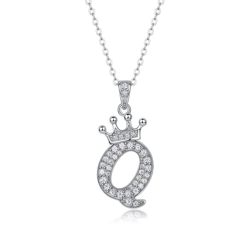 925 Silver Initial Necklace Sparkling Full Moissanite Diamond Pendant Charm Necklaces for Women Letter Name Choker Jewelry Gift