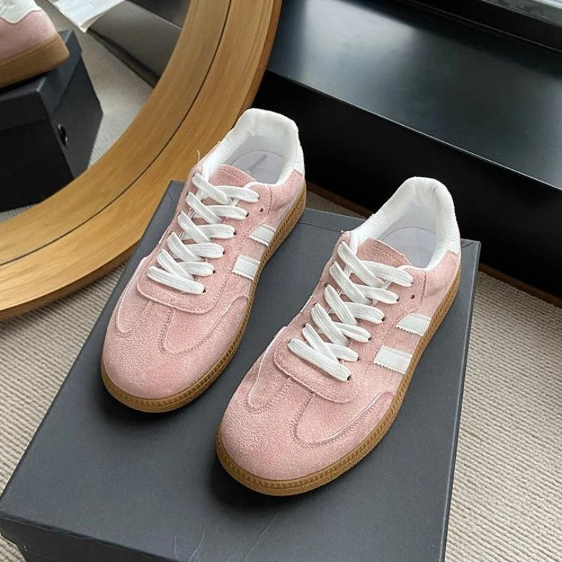 Women Tennis Sneakers Flats Ladies Fashion Lace-up Vulcanized Shoes  Autumn Outdoor Trainers Student Board Shoes Footwear