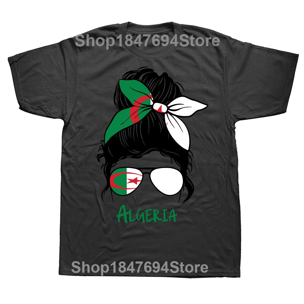 Funny Algeria Algerian Girl Woman Flag T Shirts Summer Style Graphic Cotton Streetwear Short Sleeve Birthday Gifts T-shirt Men