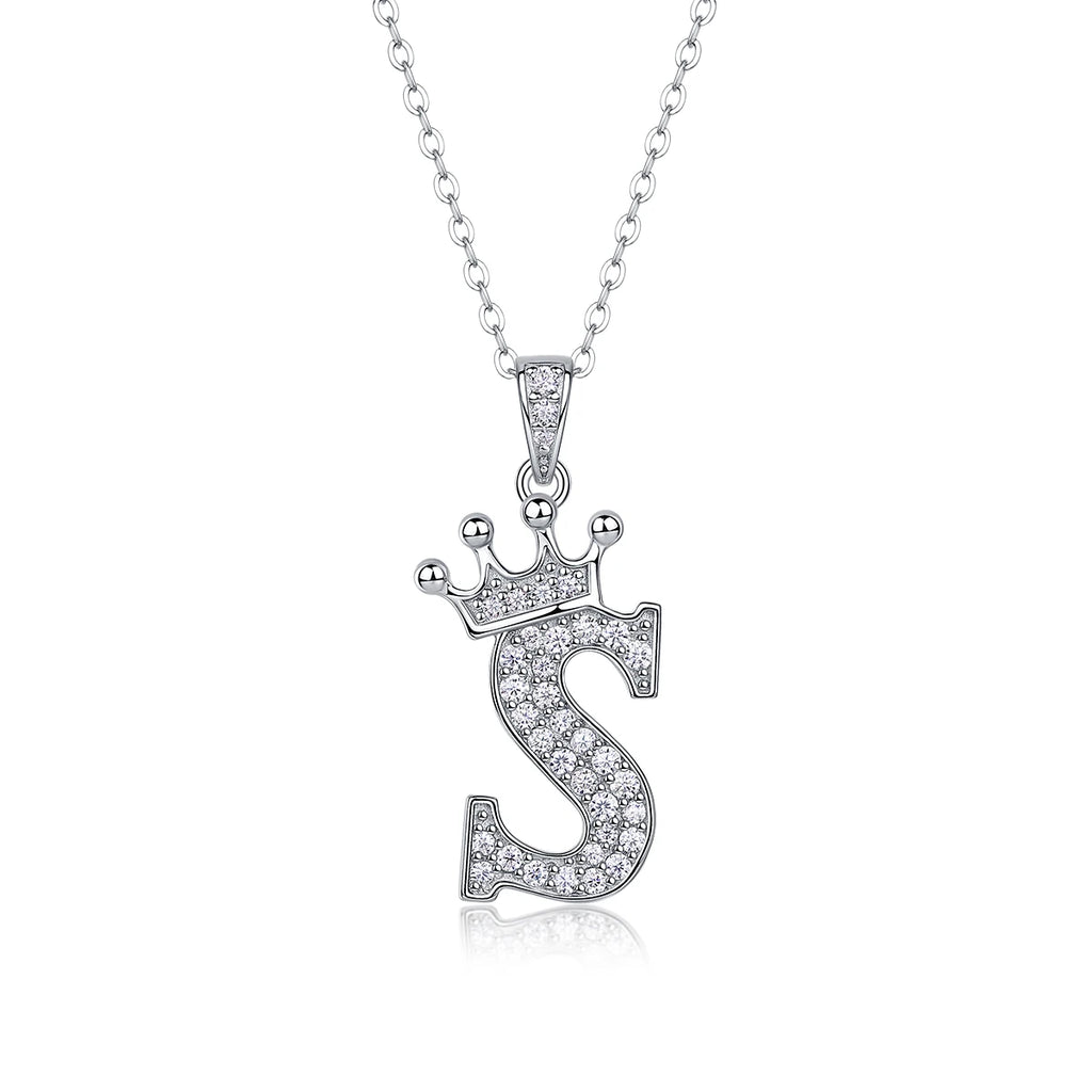 925 Silver Initial Necklace Sparkling Full Moissanite Diamond Pendant Charm Necklaces for Women Letter Name Choker Jewelry Gift