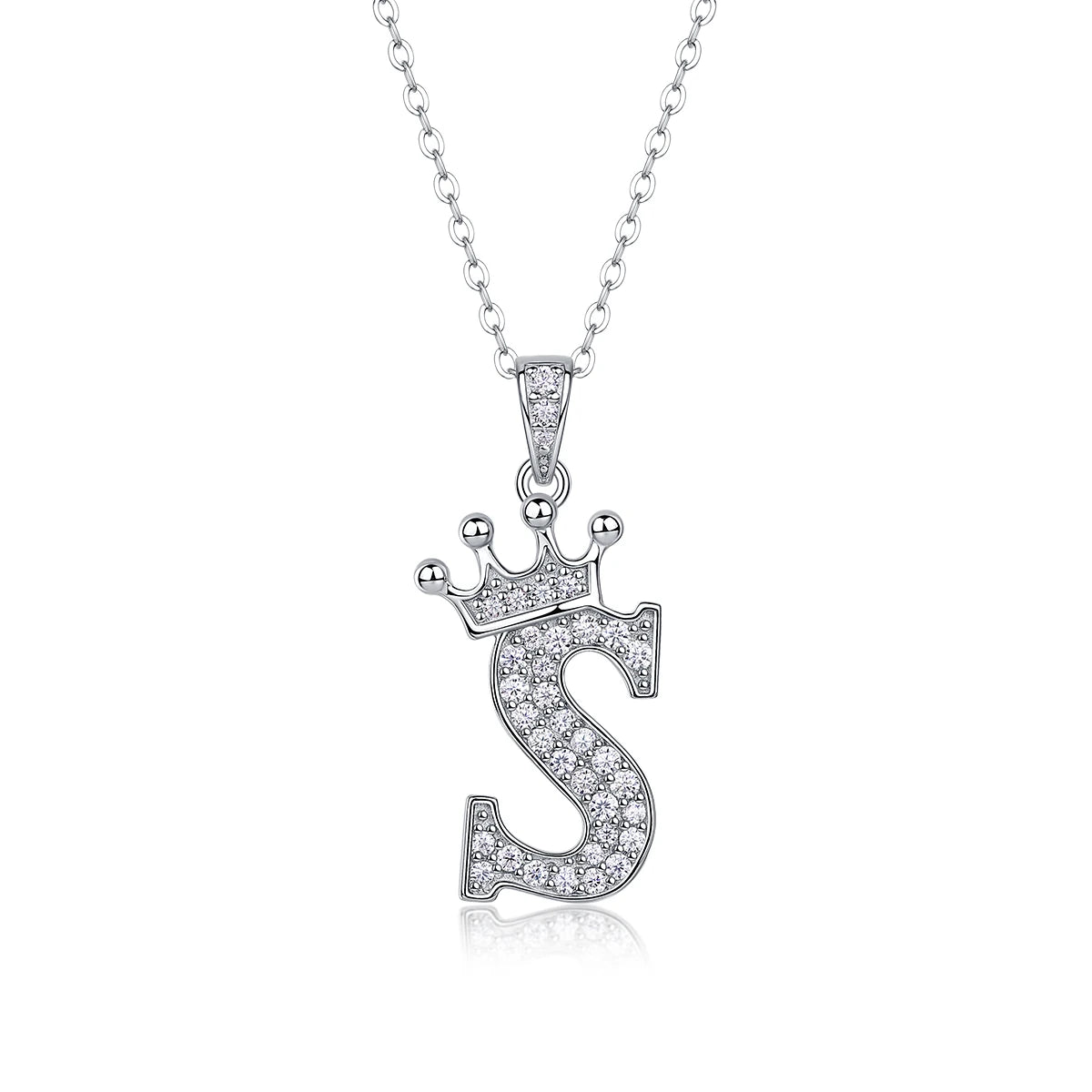 925 Silver Initial Necklace Sparkling Full Moissanite Diamond Pendant Charm Necklaces for Women Letter Name Choker Jewelry Gift