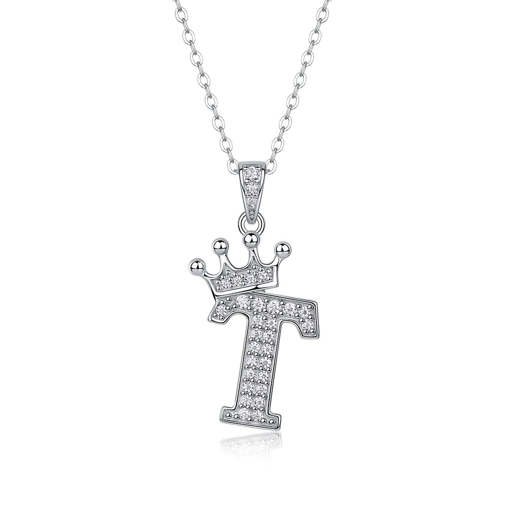 925 Silver Initial Necklace Sparkling Full Moissanite Diamond Pendant Charm Necklaces for Women Letter Name Choker Jewelry Gift