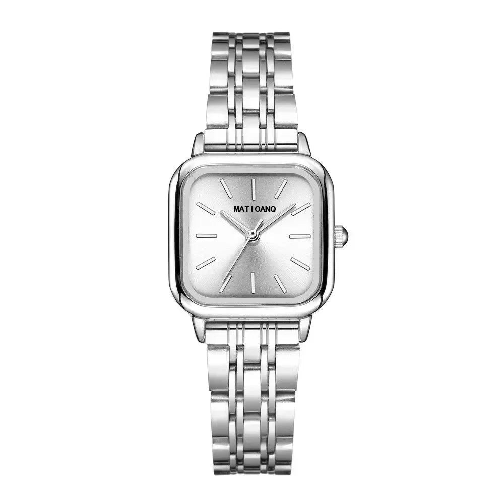 Stainless Steel Watch Women's Ins Style Simple Student Quartz Watch Casual Fashion Versatile Luxury Small Square Wristwatch