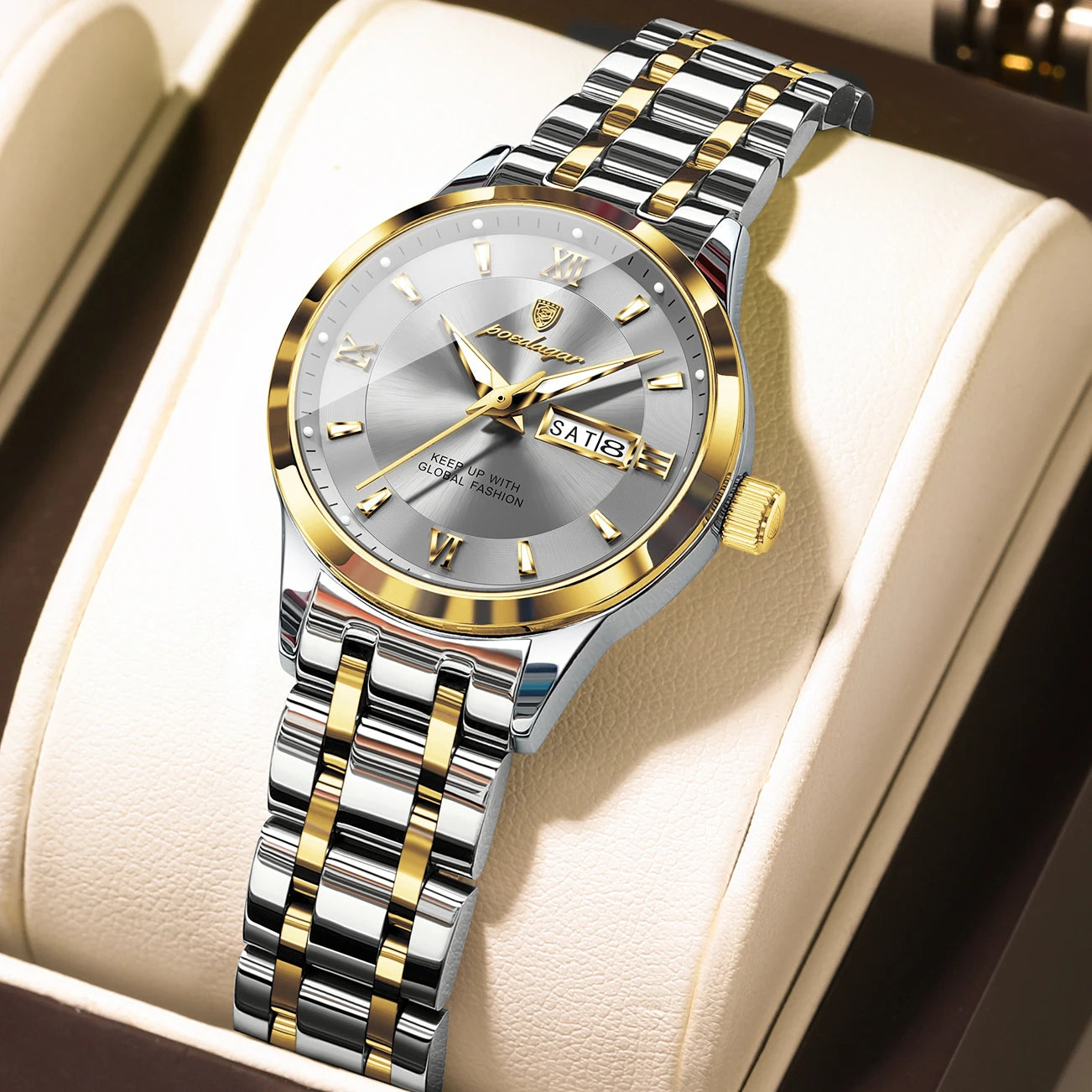 POEDAGAR Luxury Quartz Women Watch Luminous Stainless Steel Waterproof Ladies Wristwatch Week Date Fashion Woman's Watches Reloj