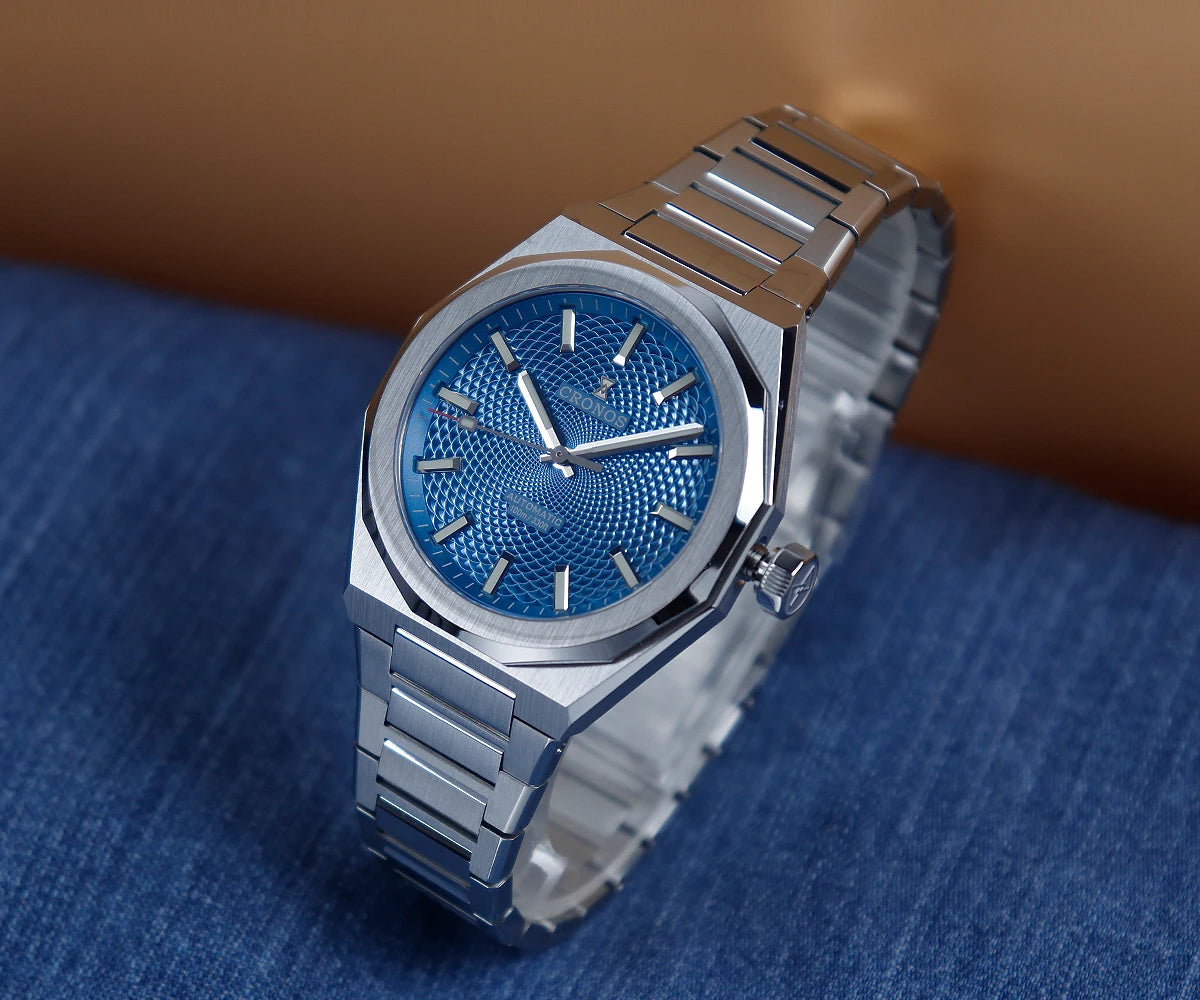 Cronos L6028 V3 39mm Diver Watch Rhombus Perlage Dial Miyota 90S5 See-through Caseback Automatic Movement Mechanical Men Watches