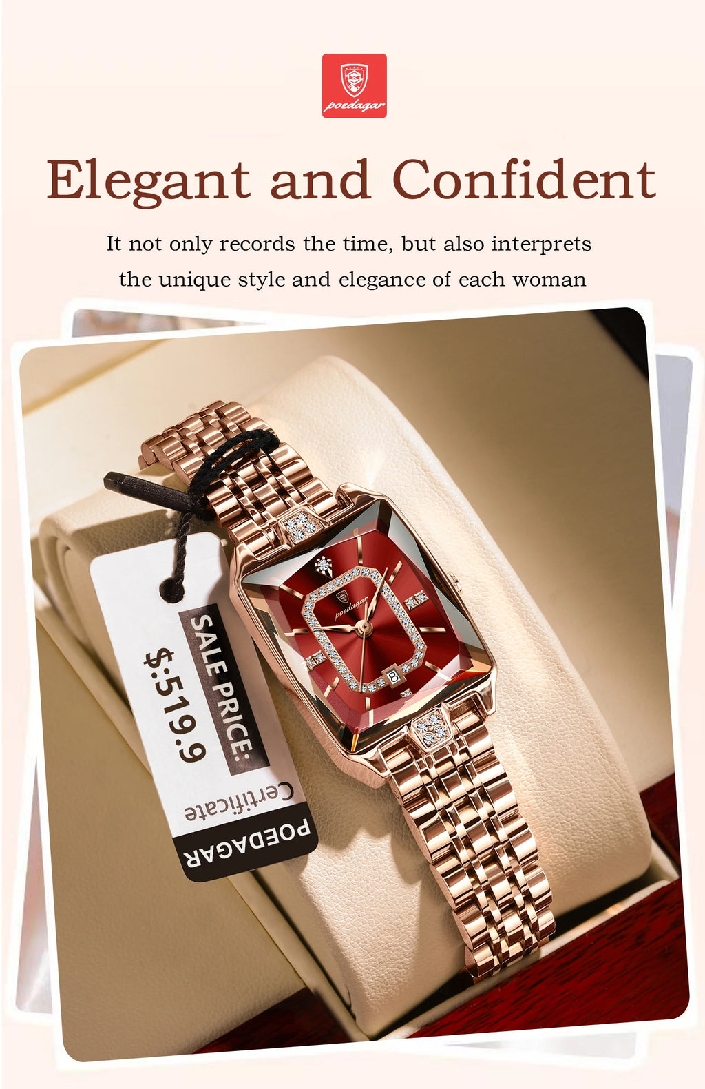 POEDAGAR High Quality Women Watch Waterproof Date Fashion Women's Watches Luxury Stainless Steel Quartz Ladies Wristwatch Reloj