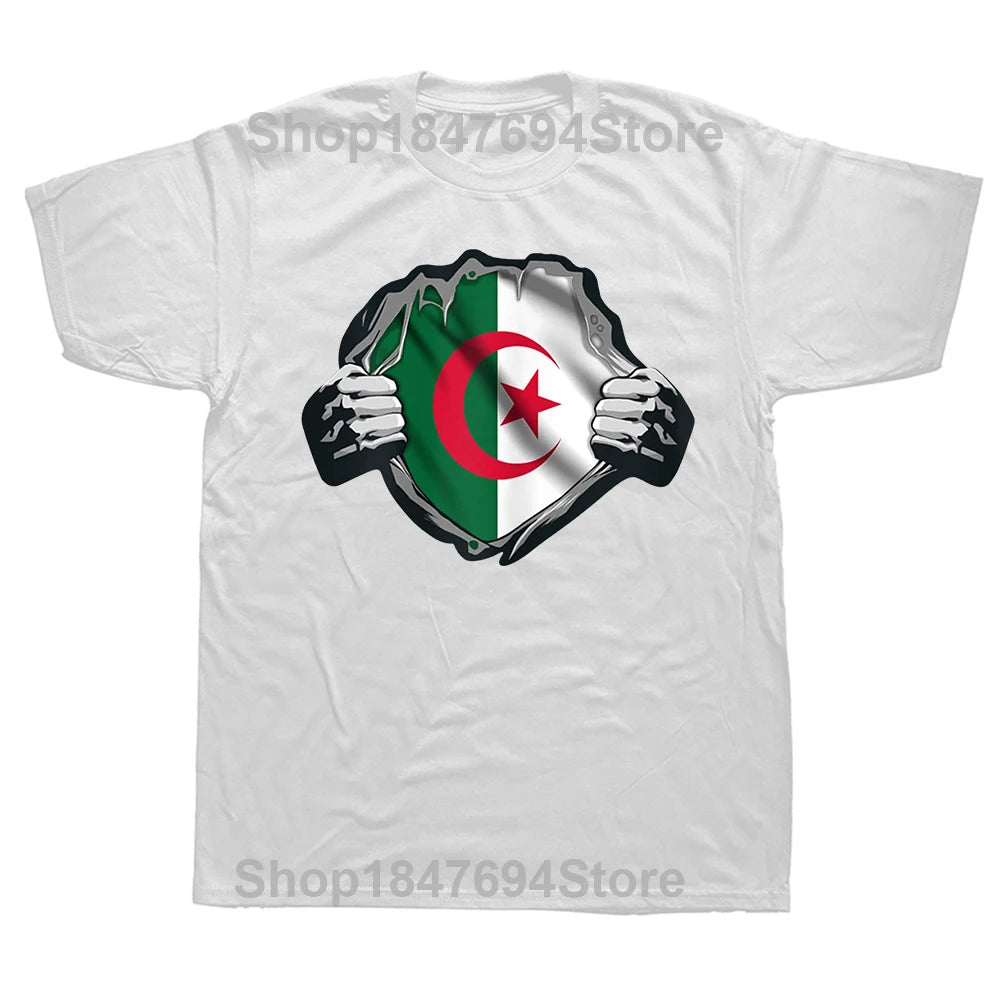 Funny Algeria Algerian Girl Woman Flag T Shirts Summer Style Graphic Cotton Streetwear Short Sleeve Birthday Gifts T-shirt Men