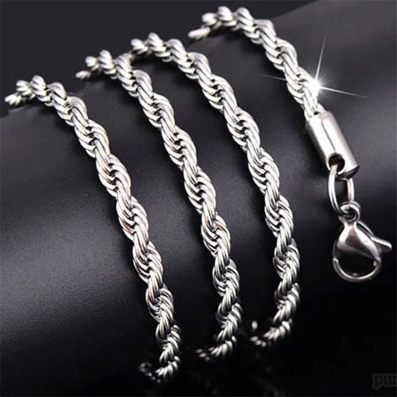 Hot Charms Fine 4MM Rope Chain 925 Sterling Silver Necklaces for Woman Men Classic Fashion Jewelry Wedding Party Holiday Gifts