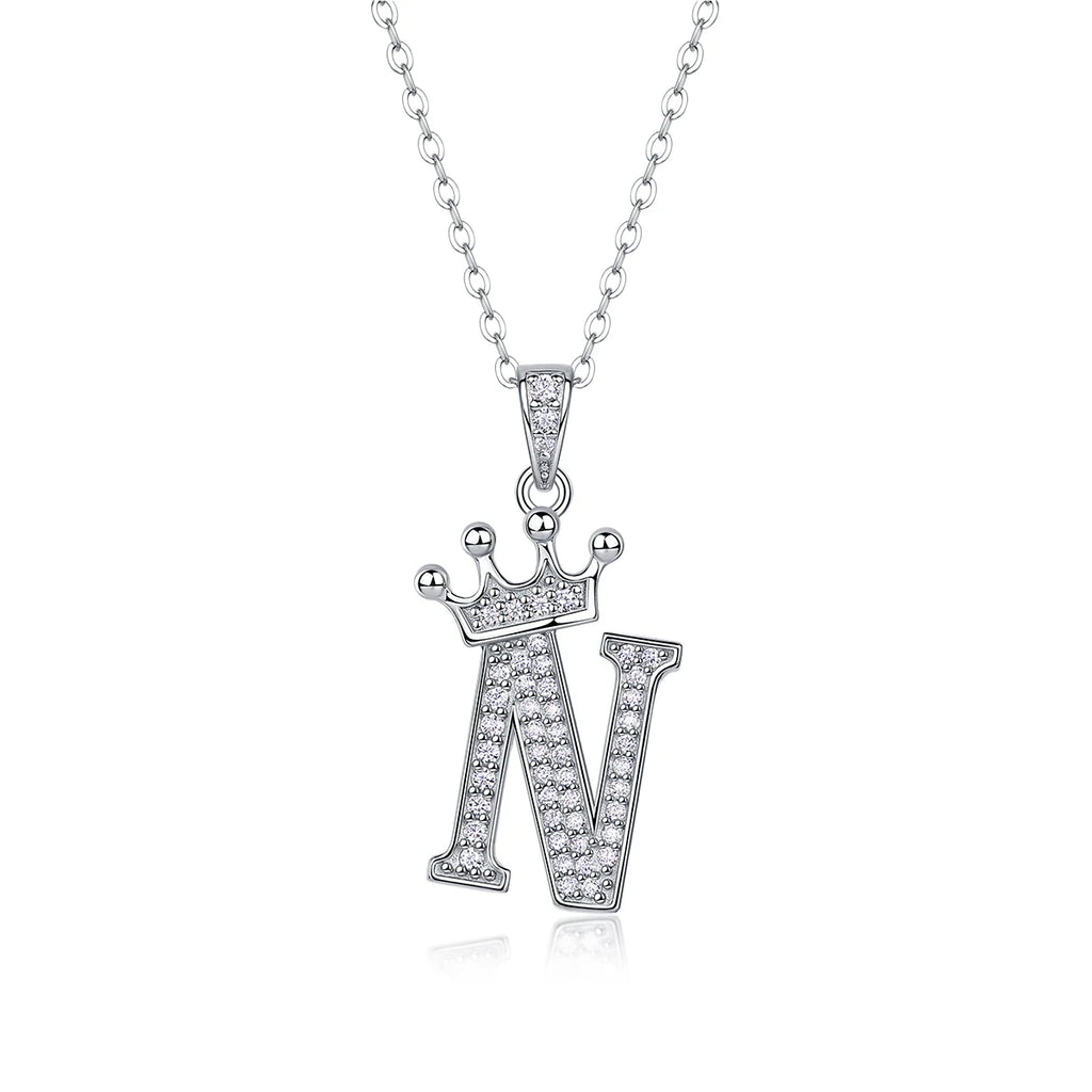 925 Silver Initial Necklace Sparkling Full Moissanite Diamond Pendant Charm Necklaces for Women Letter Name Choker Jewelry Gift