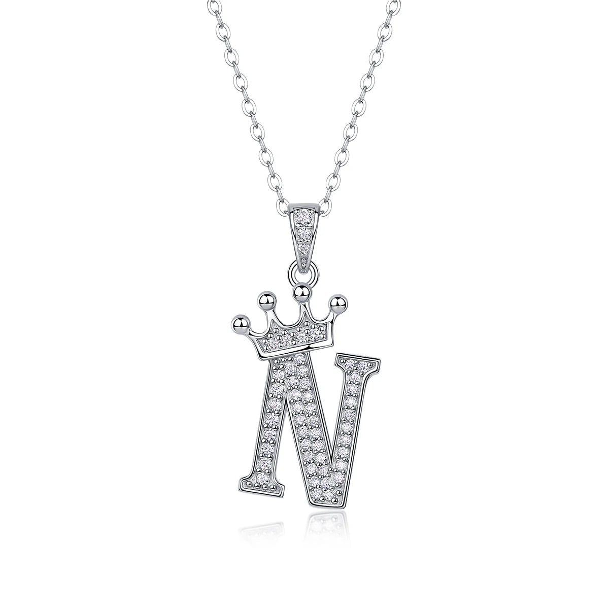 925 Silver Initial Necklace Sparkling Full Moissanite Diamond Pendant Charm Necklaces for Women Letter Name Choker Jewelry Gift