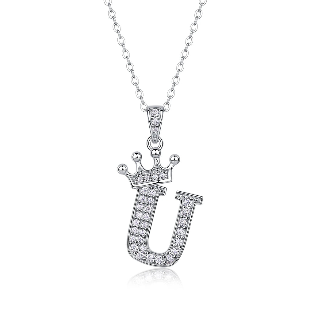 925 Silver Initial Necklace Sparkling Full Moissanite Diamond Pendant Charm Necklaces for Women Letter Name Choker Jewelry Gift