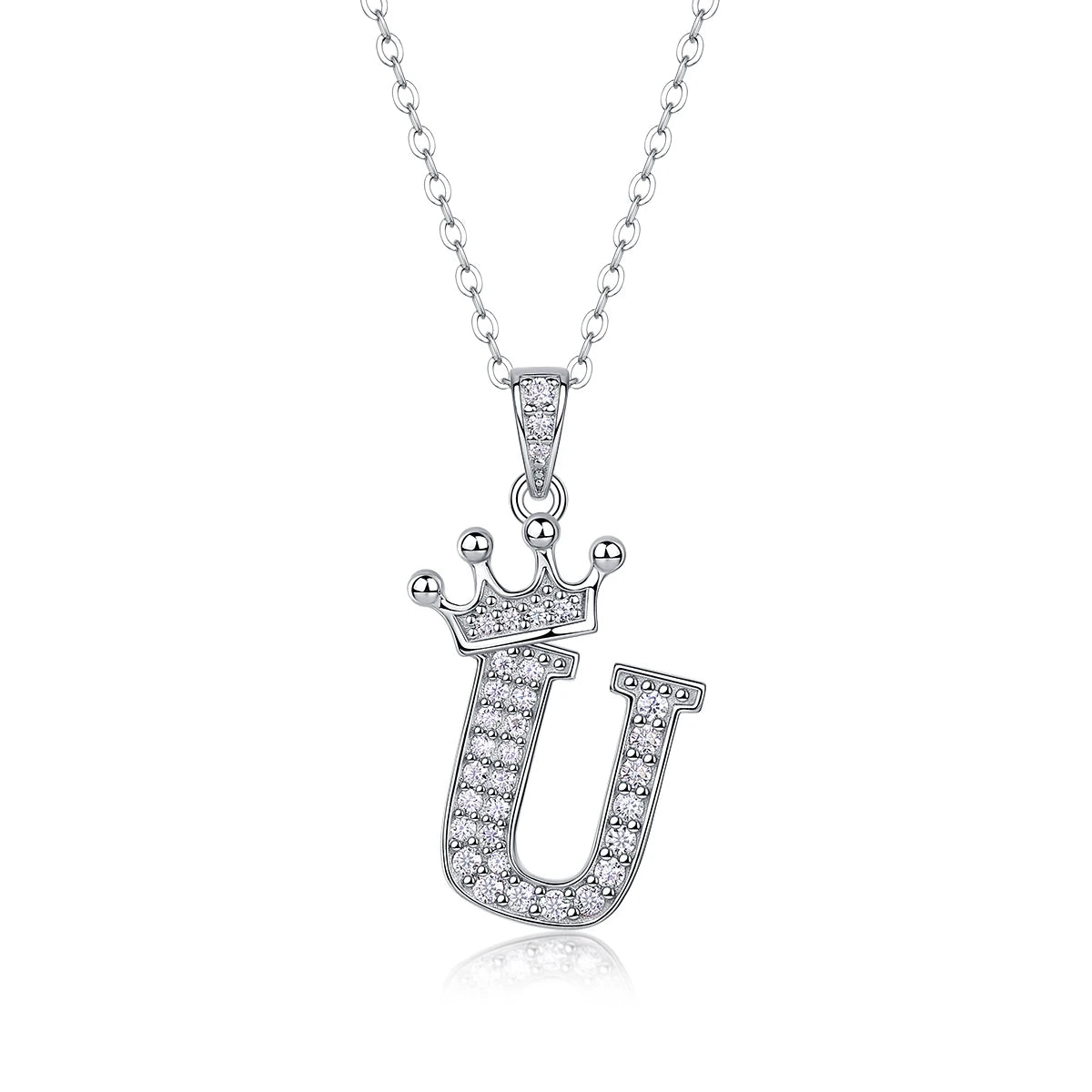 925 Silver Initial Necklace Sparkling Full Moissanite Diamond Pendant Charm Necklaces for Women Letter Name Choker Jewelry Gift