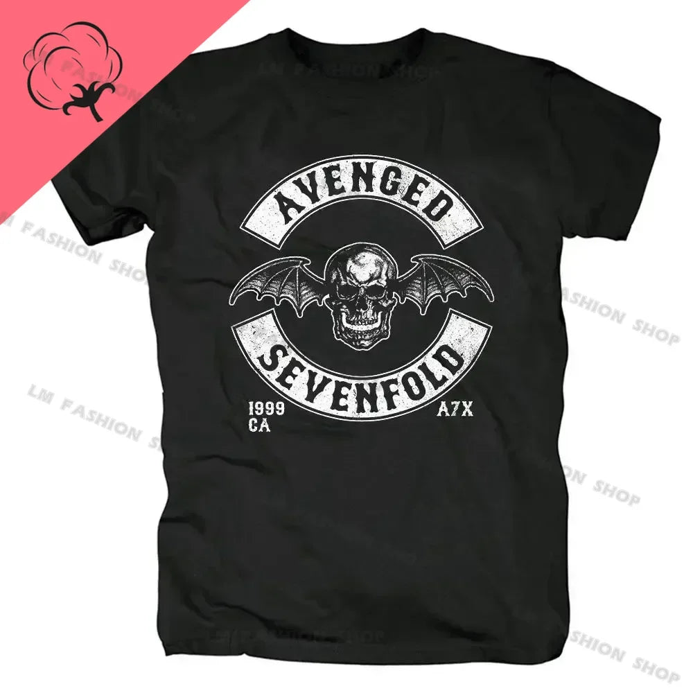 Avenged Sevenfold Metal Rock Graphic Print Short Sleeve 100%Cotton Tees Hip Hop Fashion Shirts Plus Size T Shirt for Men Tops