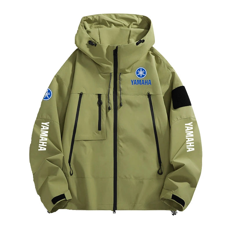 2026 yamaha logo  Autumn New Unisex Soft Shell Windbreaker Coat Outdoor Hooded Jackets Men Water Repellent Rain Coats for Hiking