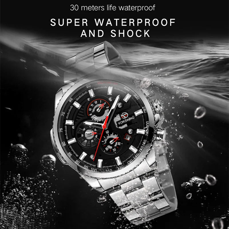 2026 Sport Waterproof Big Dial Mechanical Watches Luxury Stainless Steel Watch For Men Multifunctional Automatic Date Wristwatch